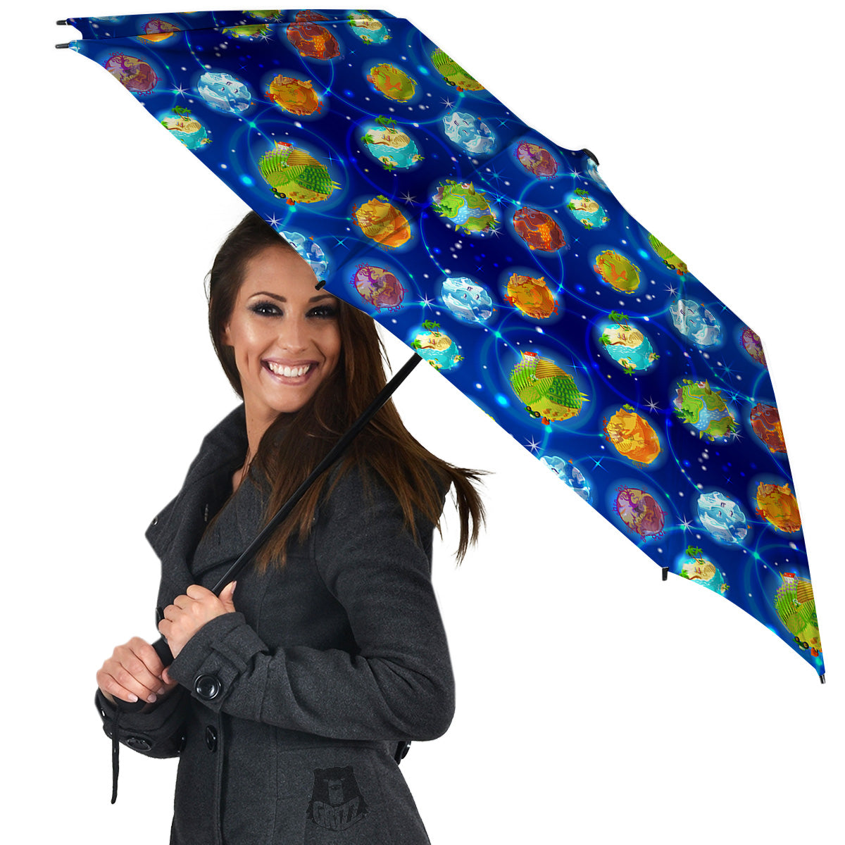 Cute Cartoon Planets Print Pattern Umbrella-grizzshop