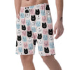 Cute Cat Face Print Men's Shorts-grizzshop