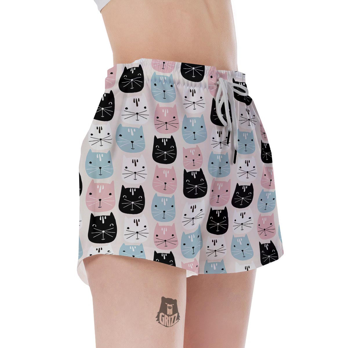 Cute Cat Face Print Women's Shorts-grizzshop