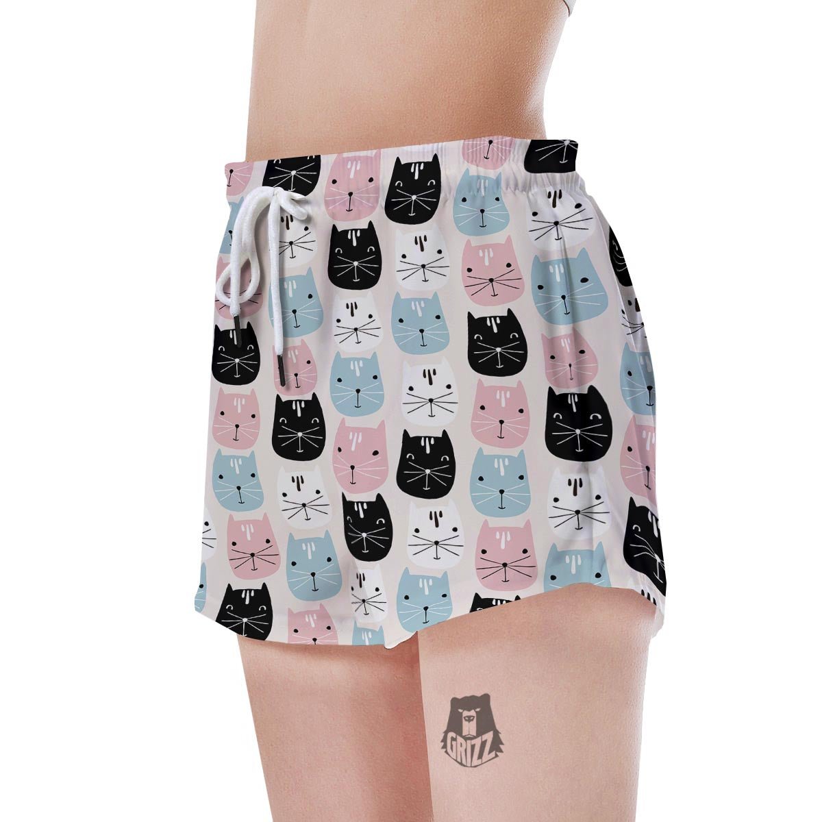 Cute Cat Face Print Women's Shorts-grizzshop