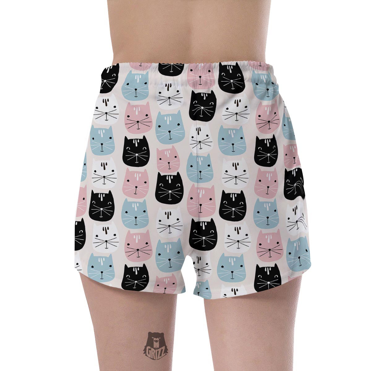 Cute Cat Face Print Women's Shorts-grizzshop