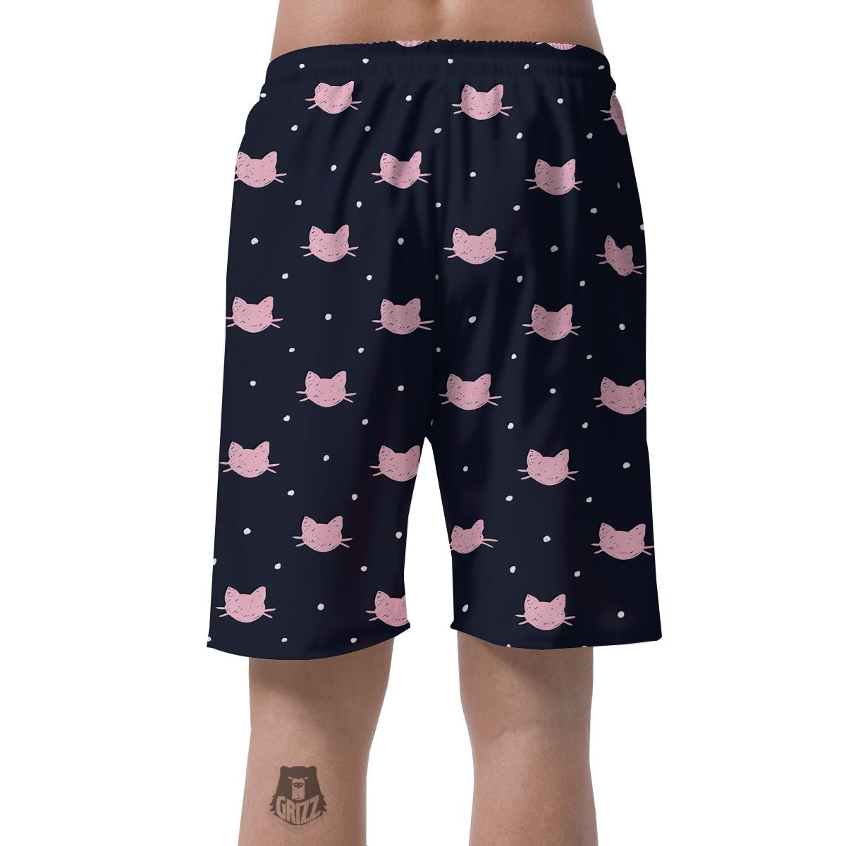 Cute Cat Polka Dot Print Men's Shorts-grizzshop