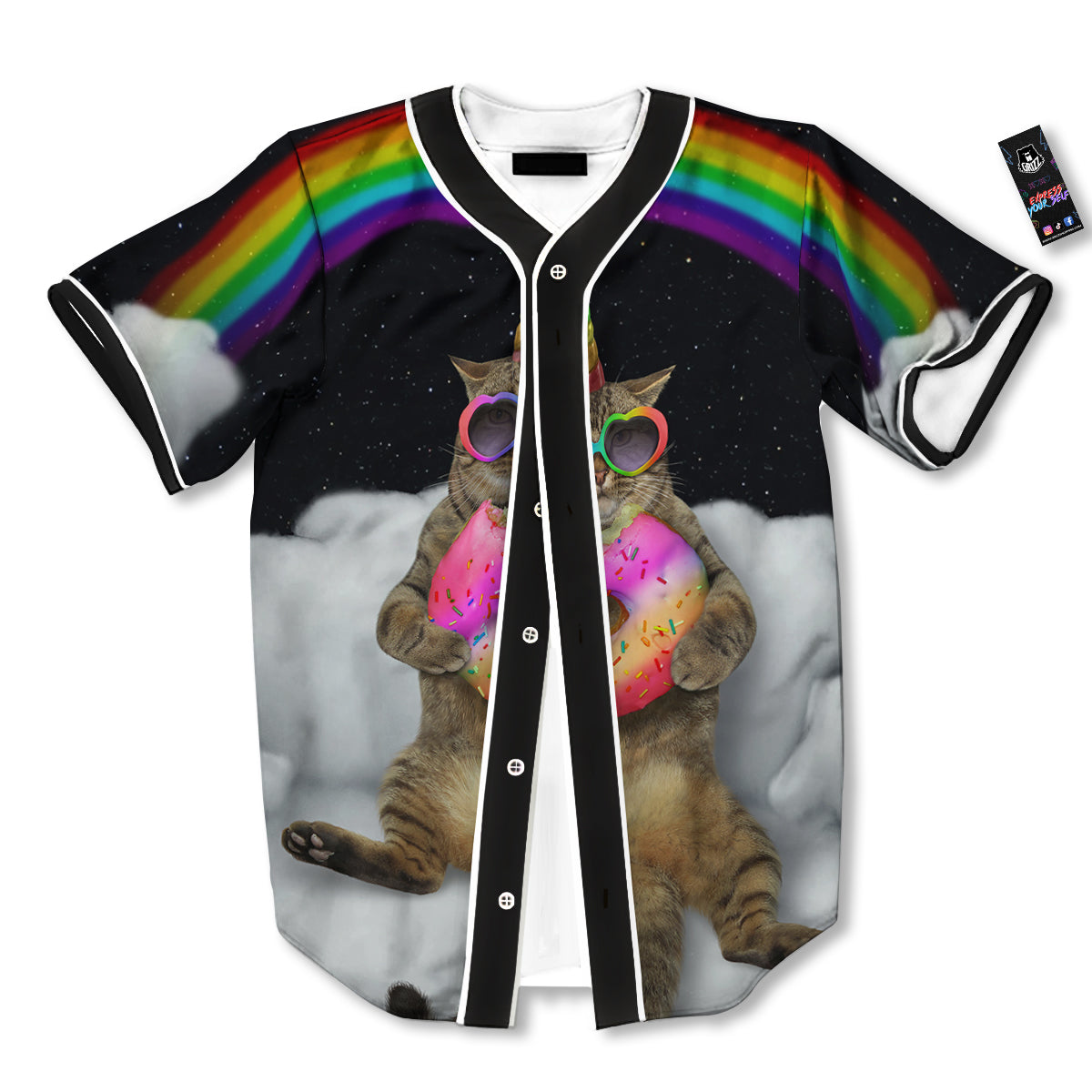 Cute Cat Unicorn Print Baseball Jersey-grizzshop