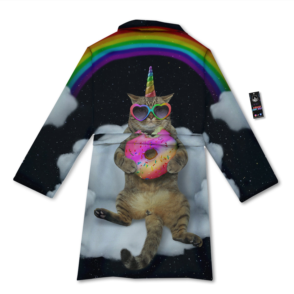 Cute Cat Unicorn Print Bathrobe-grizzshop