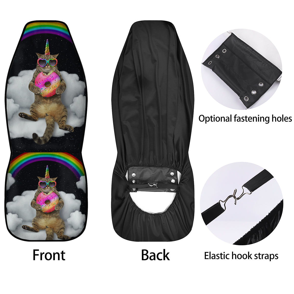 Cute Cat Unicorn Print Car Seat Covers-grizzshop