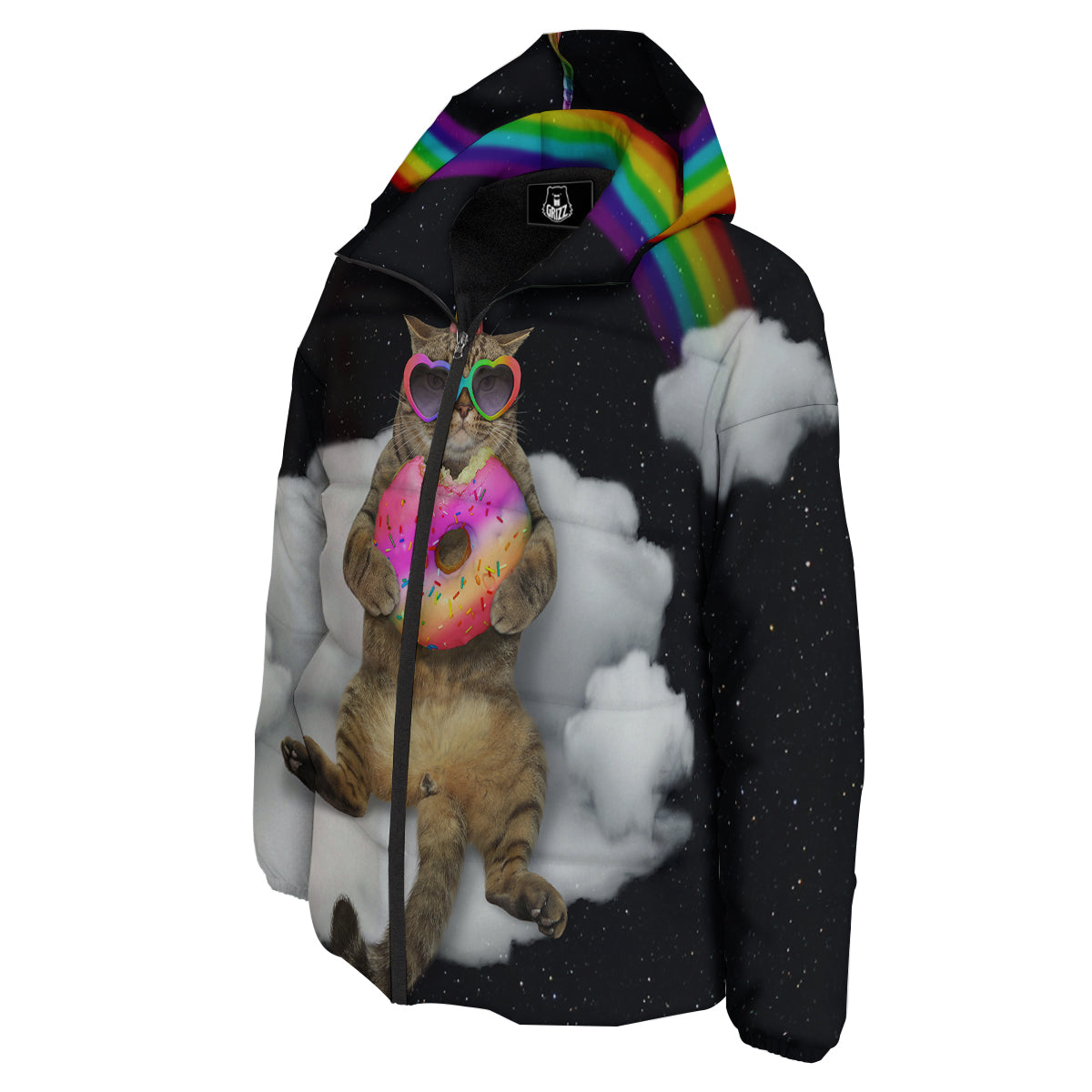 Cute Cat Unicorn Print Down Jacket-grizzshop