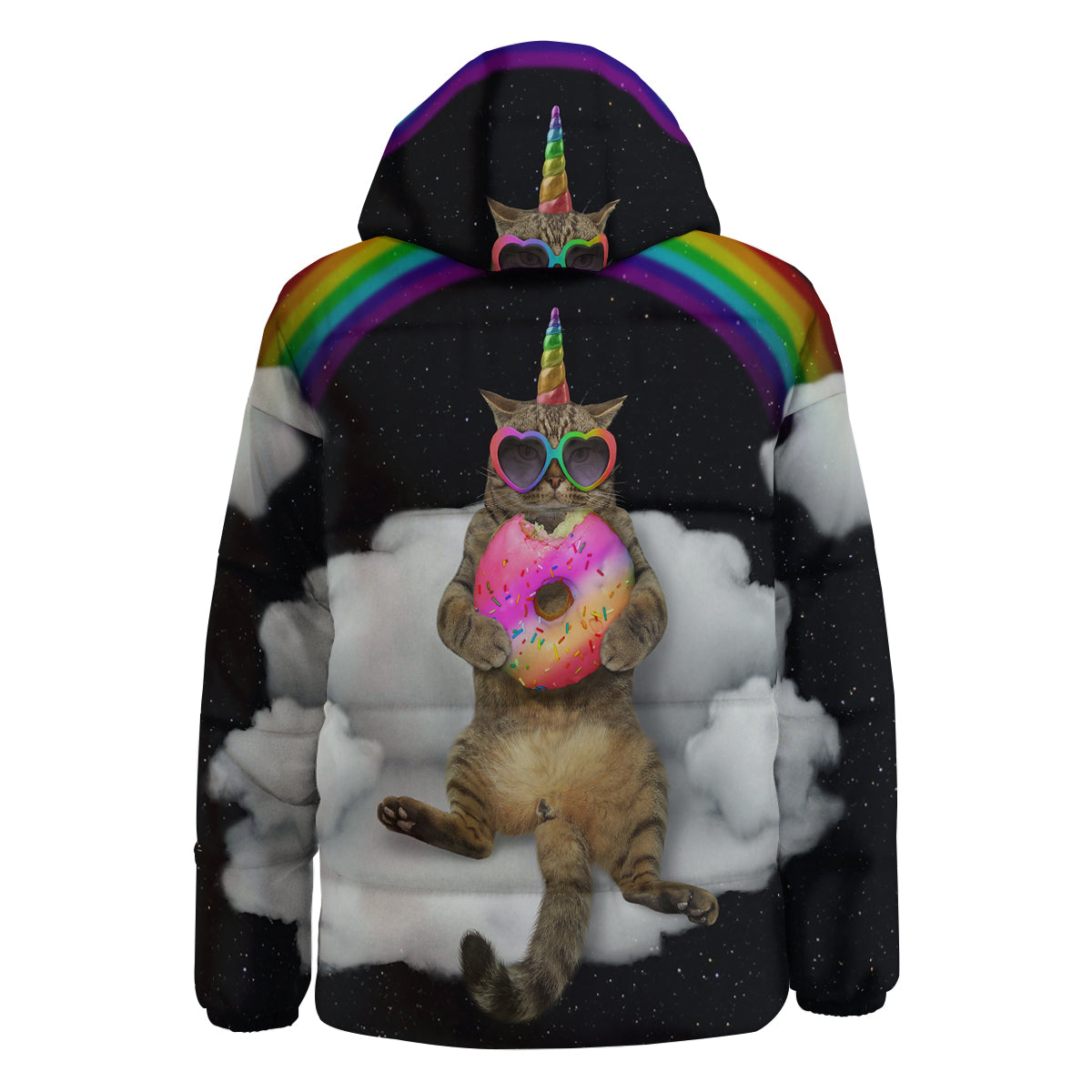 Cute Cat Unicorn Print Down Jacket-grizzshop