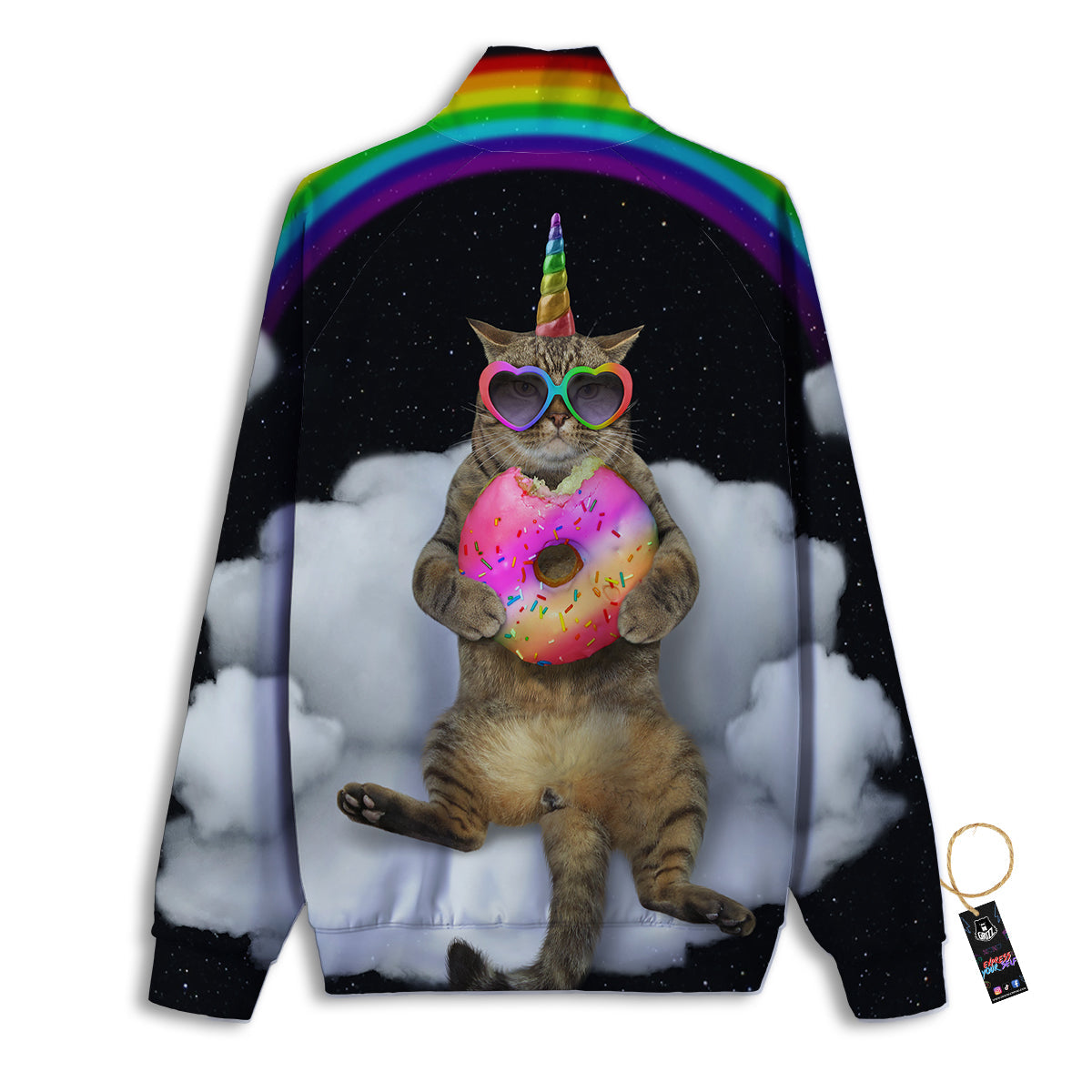 Cute Cat Unicorn Print Track Jacket-grizzshop