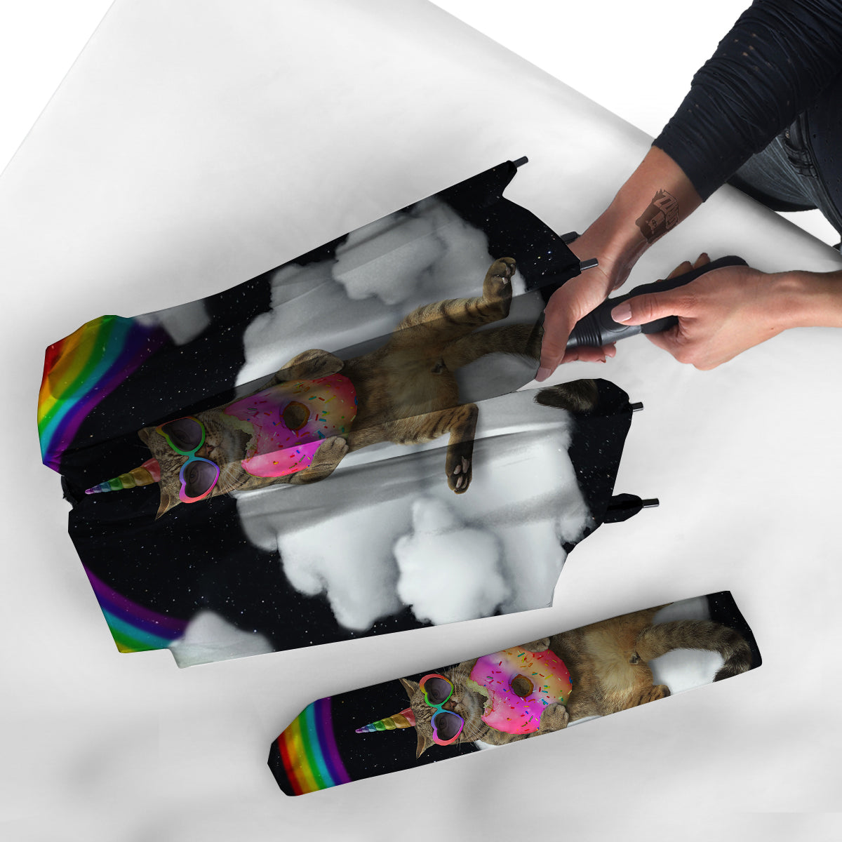 Cute Cat Unicorn Print Umbrella-grizzshop