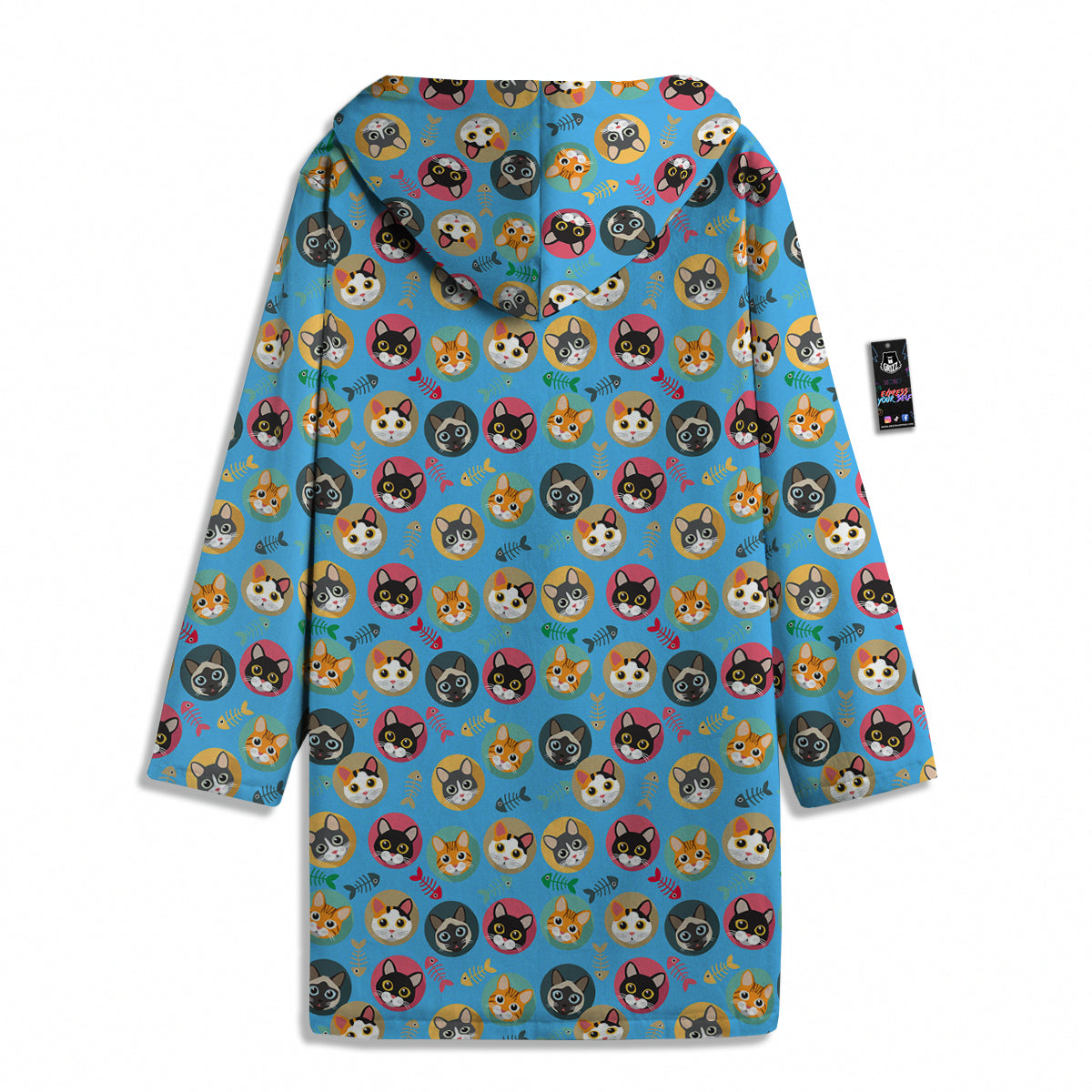 Cute Cats And Fishbone Colorful Print Pattern Men's Windbreaker Jacket-grizzshop