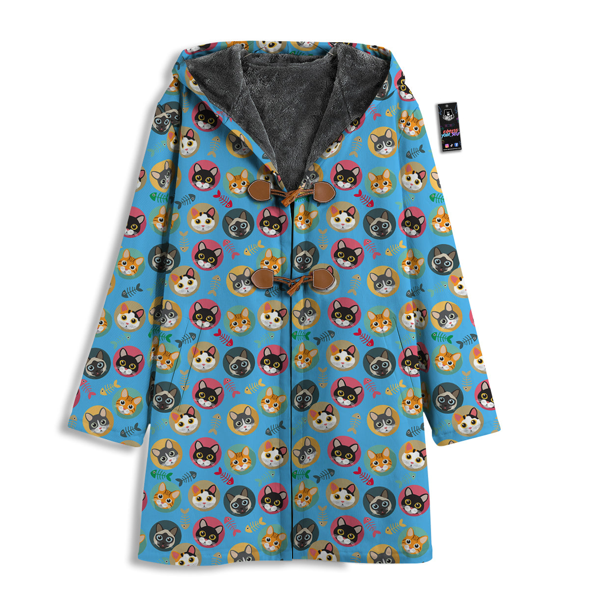Cute Cats And Fishbone Colorful Print Pattern Men's Windbreaker Jacket-grizzshop