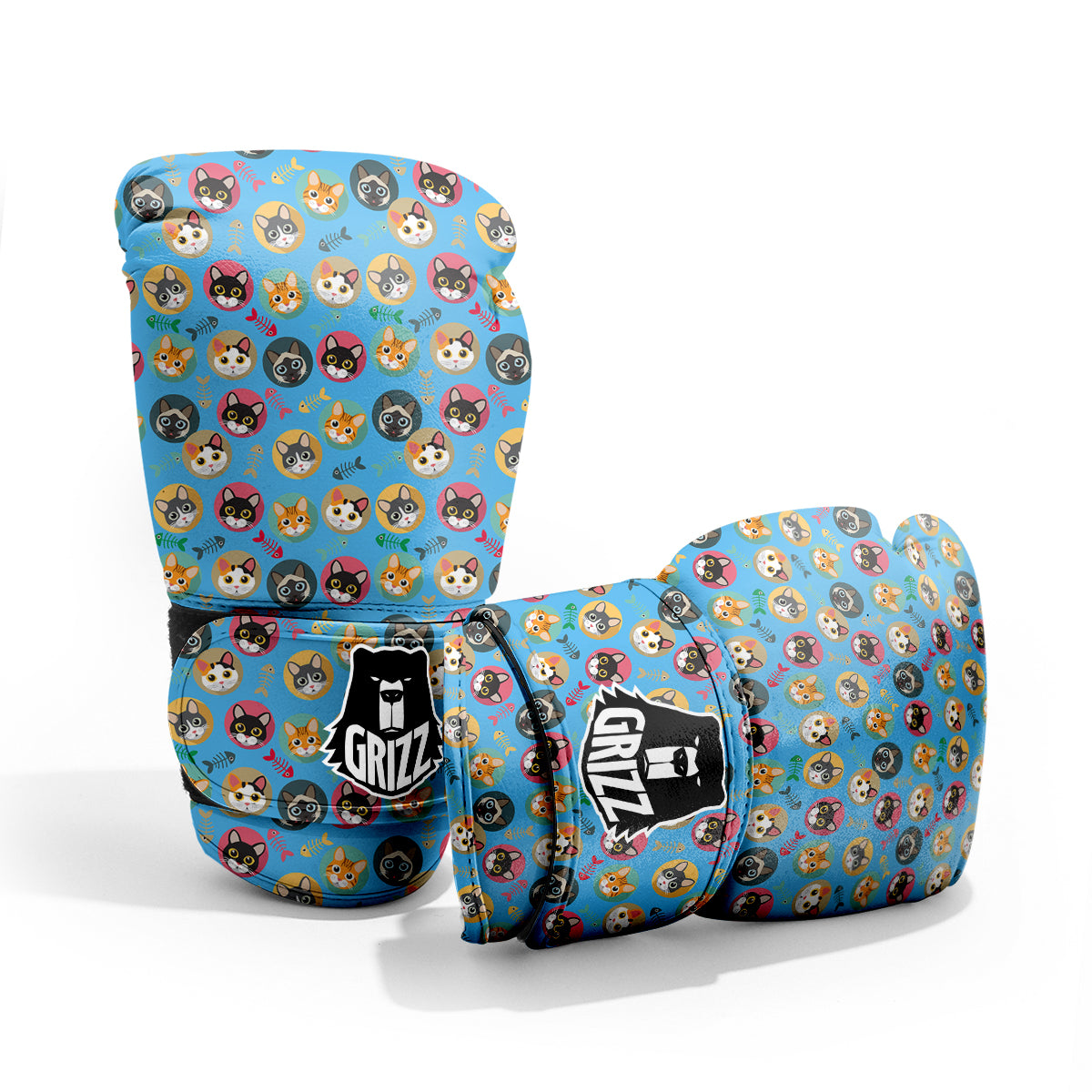 Cute Cats And Fishbone Colorful Print Pattern Pro Boxing Glove