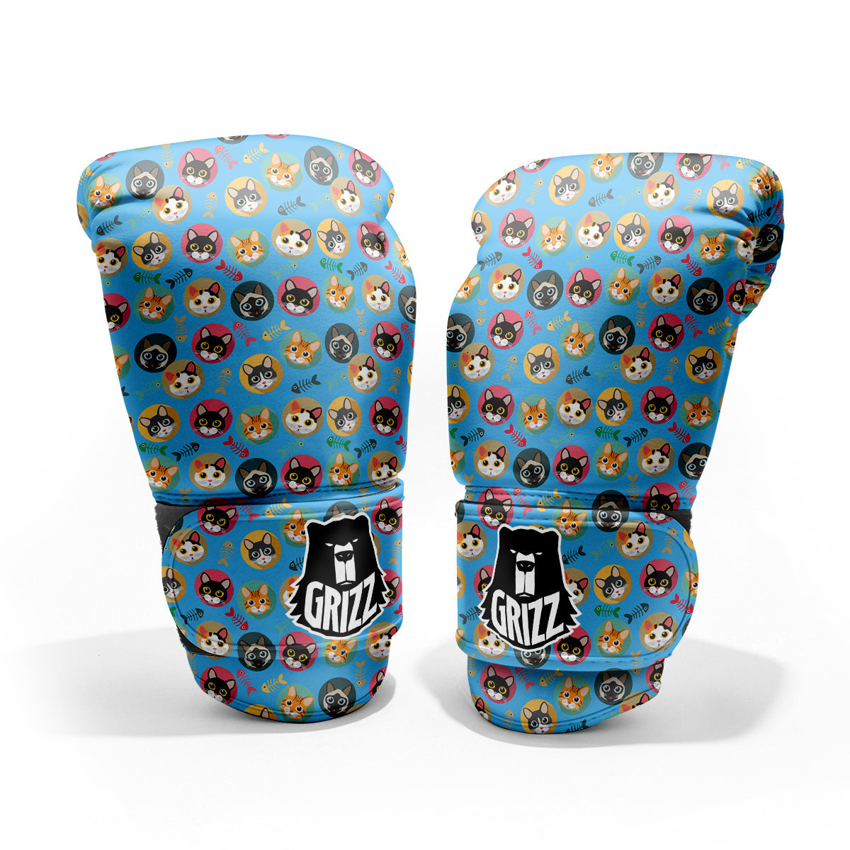 Cute Cats And Fishbone Colorful Print Pattern Pro Boxing Glove