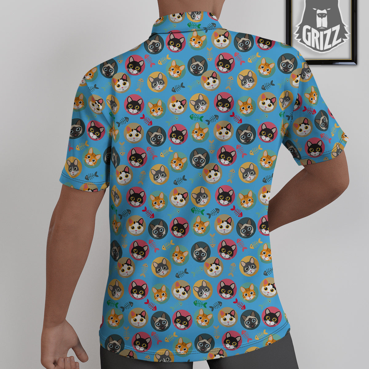 Cute Cats And Fishbone Colorful Print Pattern Untucked Shirts-grizzshop