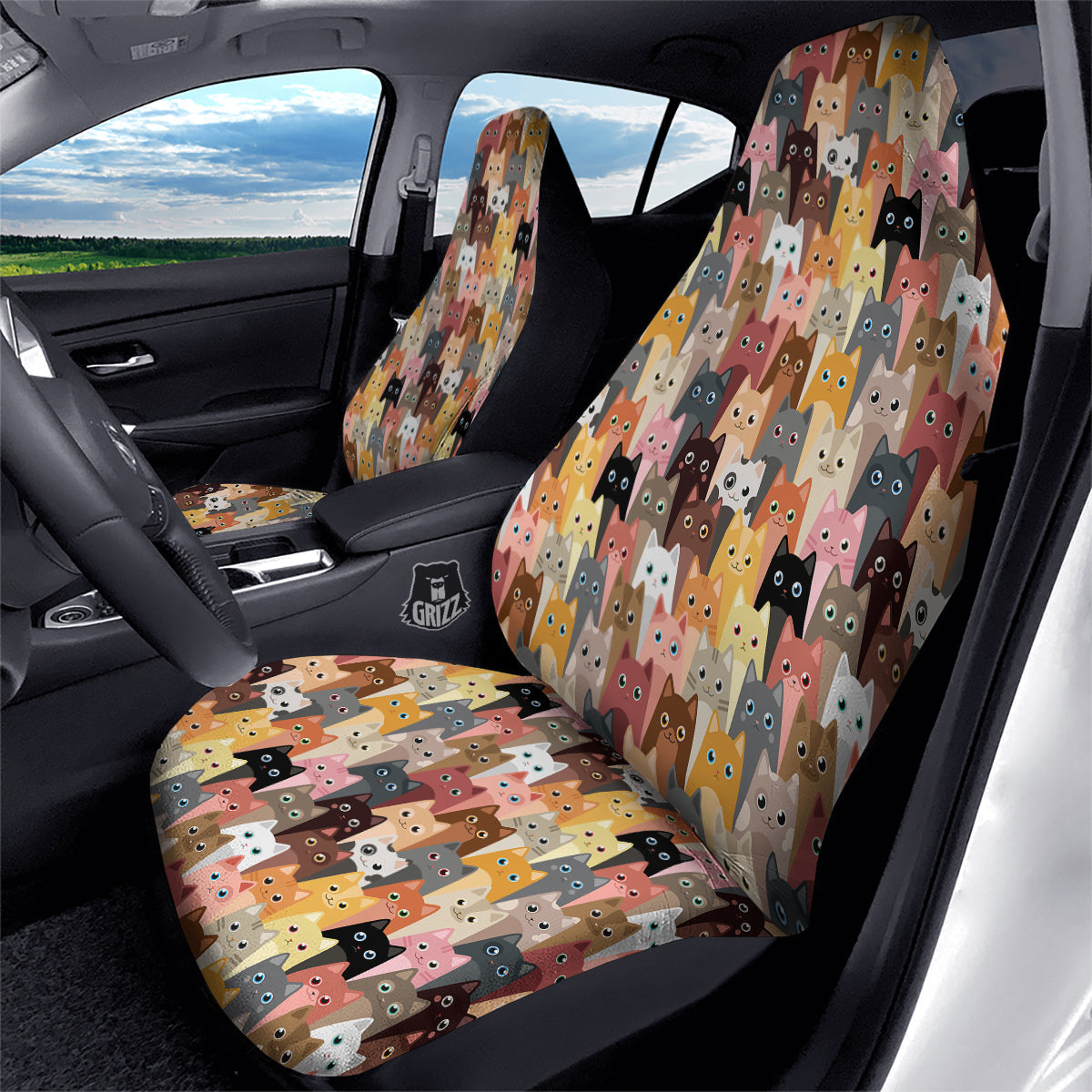 Cute Cats Cartoon Colorful Print Pattern Car Seat Covers-grizzshop