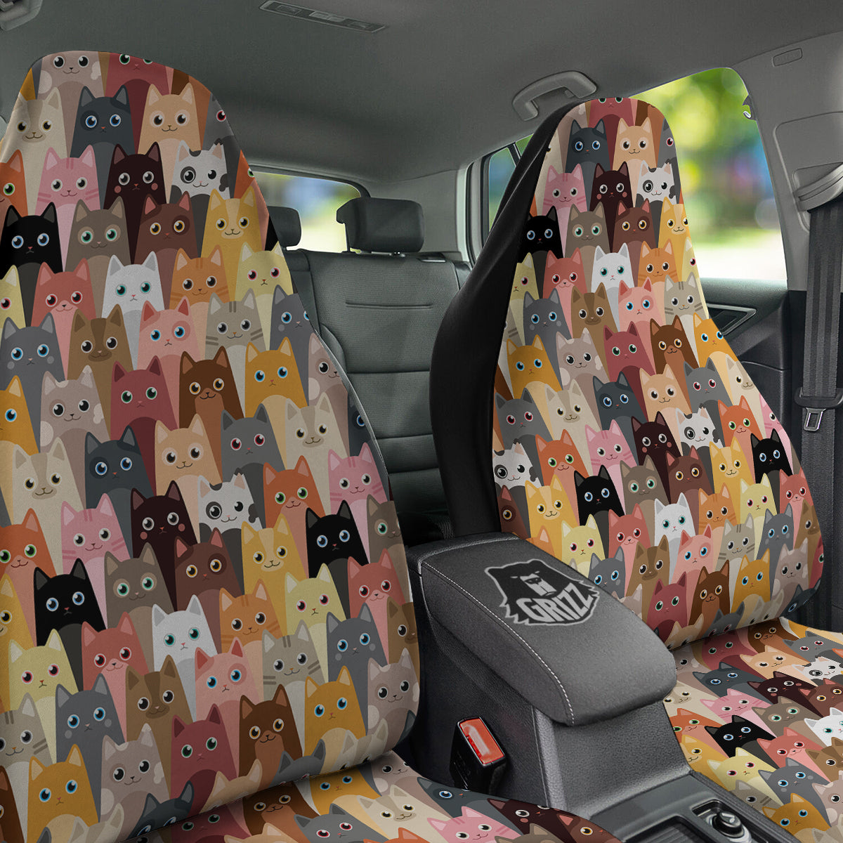 Cute Cats Cartoon Colorful Print Pattern Car Seat Covers-grizzshop