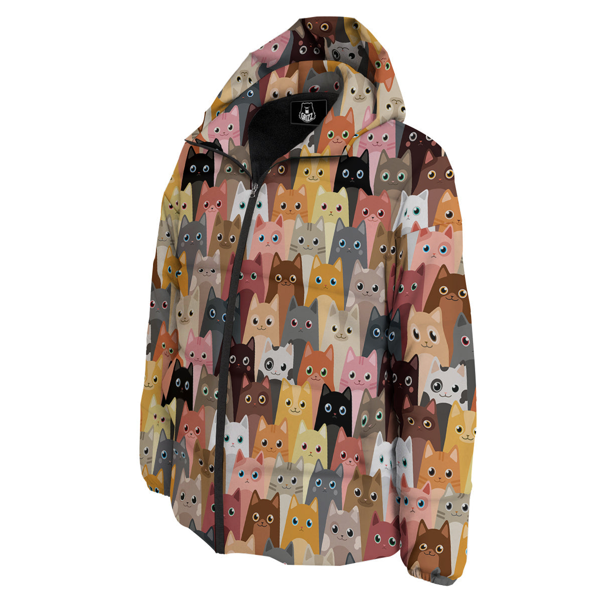 Cute Cats Cartoon Colorful Print Pattern Down Jacket-grizzshop
