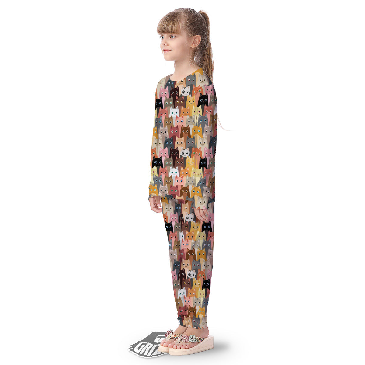 Cute Cats Cartoon Colorful Print Pattern Kid's Pajamas-grizzshop