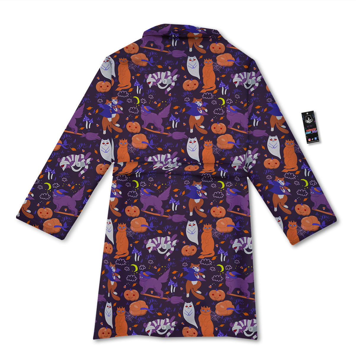 Cute Cats Halloween Print Pattern Bathrobe-grizzshop