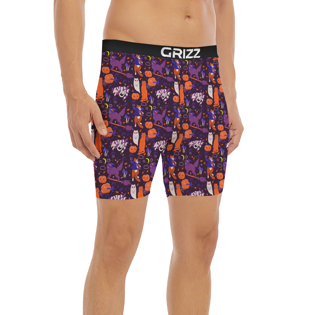 Cute Cats Halloween Print Pattern Boxer Briefs-grizzshop
