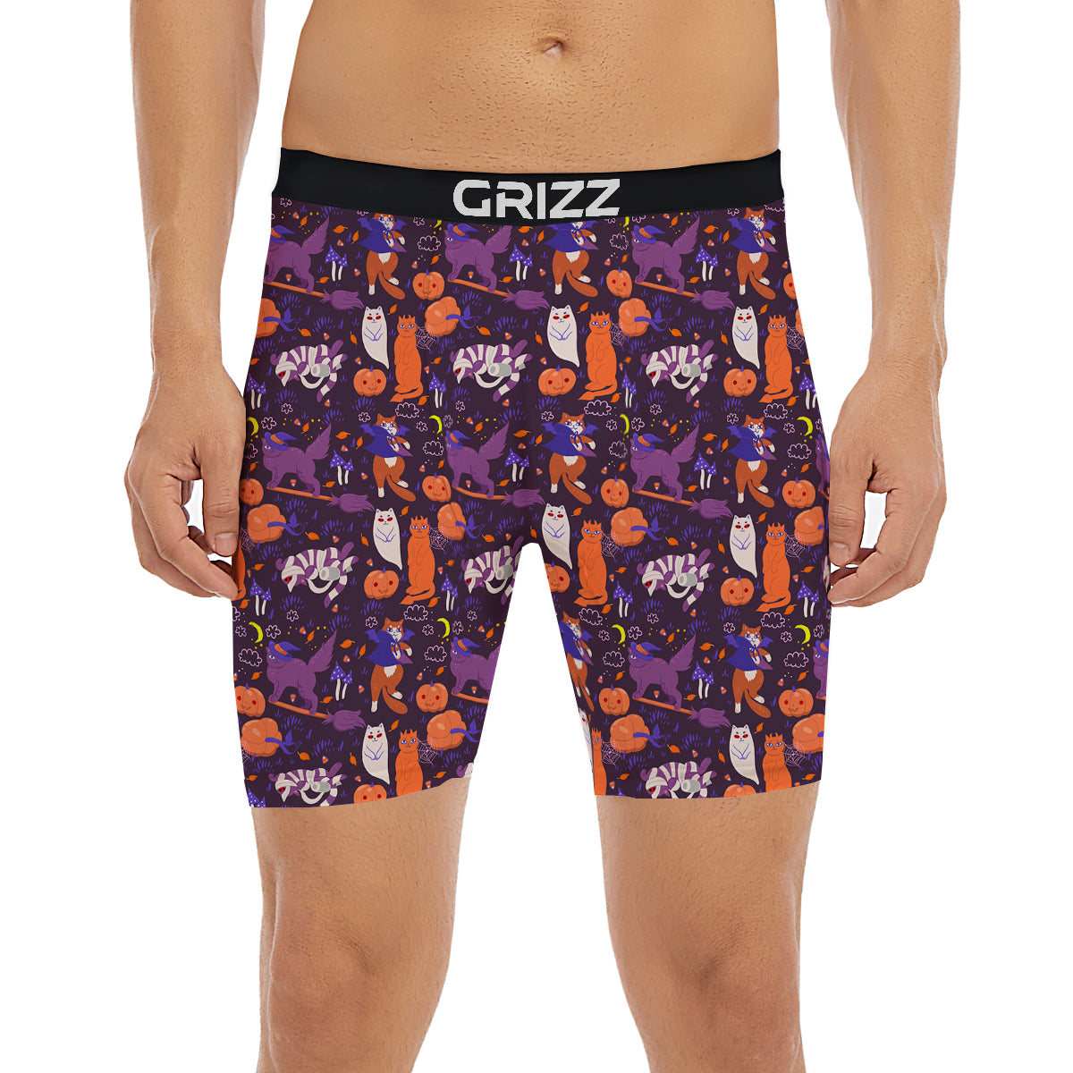 Cute Cats Halloween Print Pattern Boxer Briefs-grizzshop