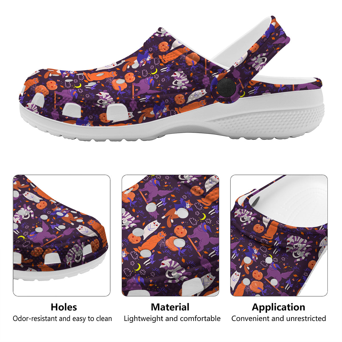 Cute Cats Halloween Print Pattern Clog-grizzshop