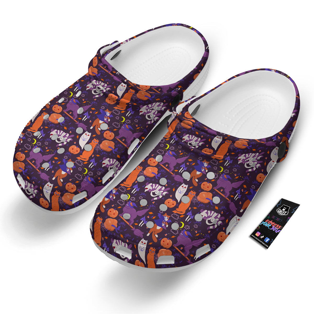 Cute Cats Halloween Print Pattern Clog-grizzshop