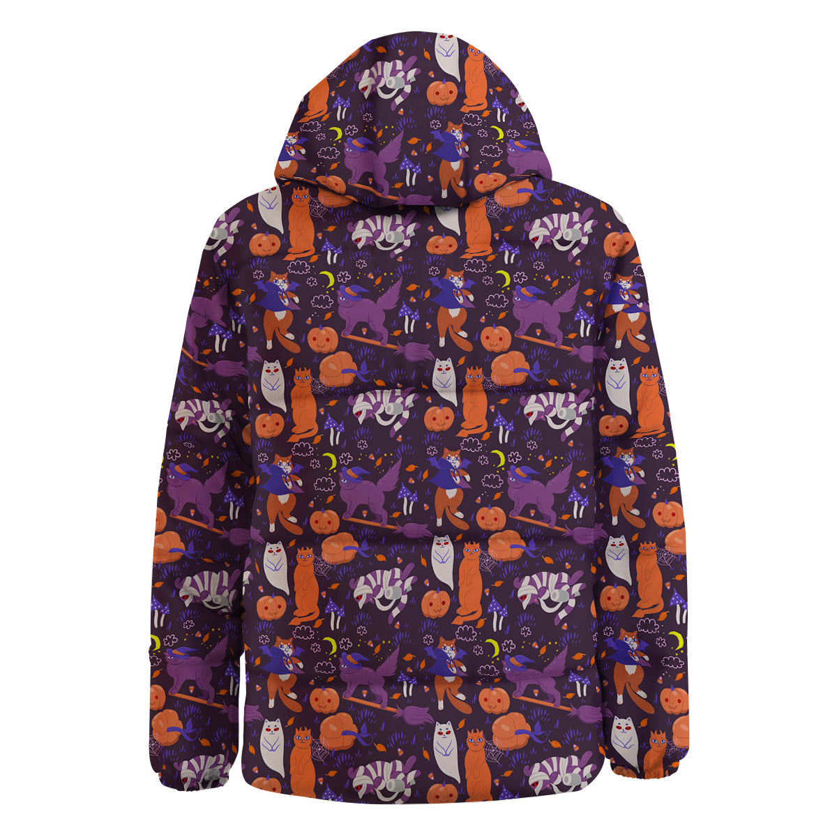 Cute Cats Halloween Print Pattern Down Jacket-grizzshop