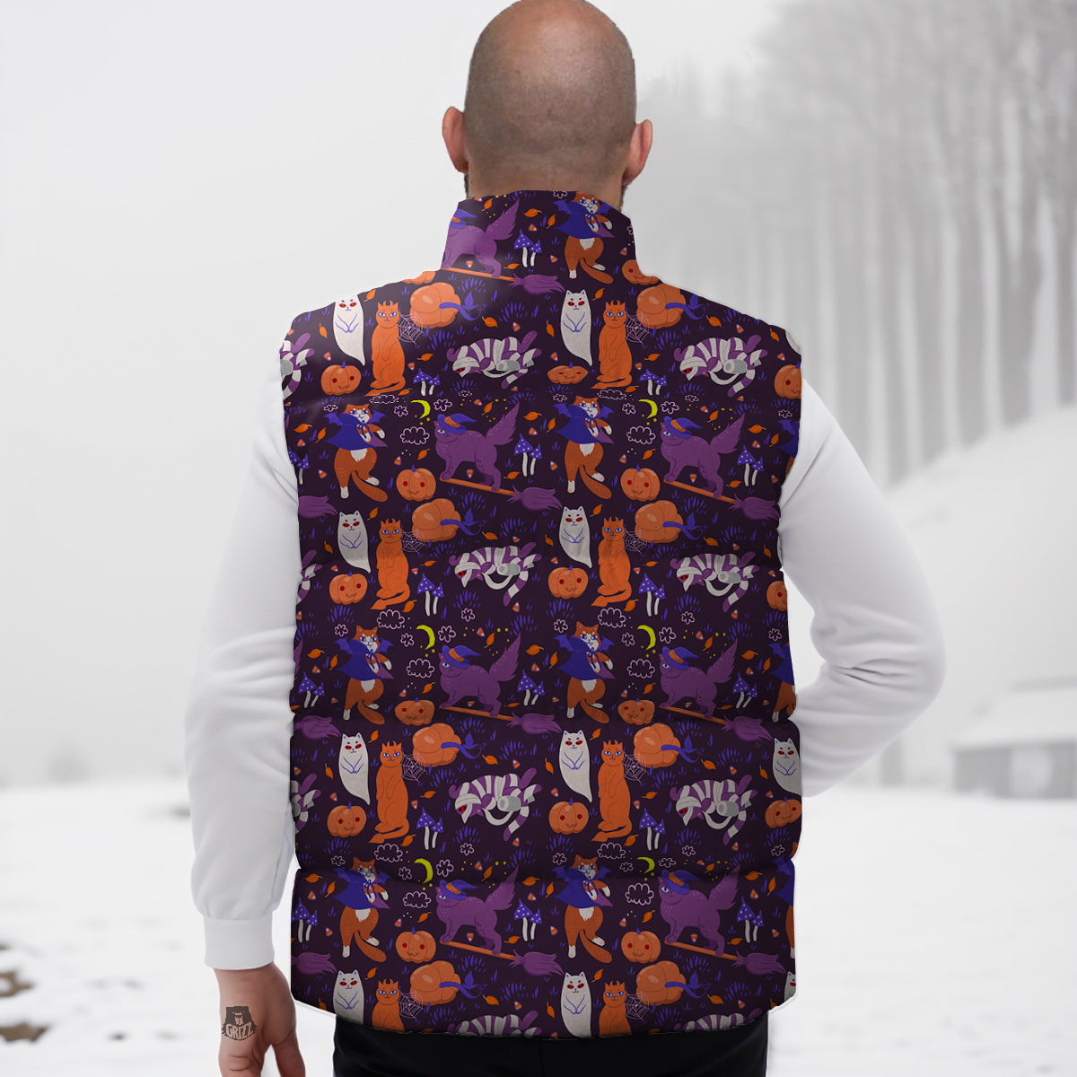 Cute Cats Halloween Print Pattern Down Vest