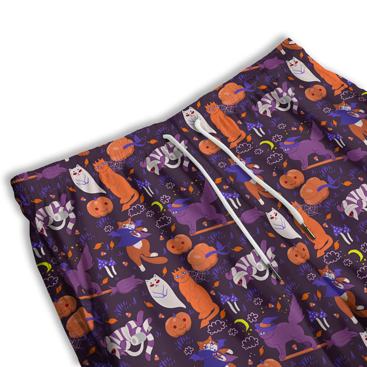 Cute Cats Halloween Print Pattern Men's Athletic Shorts