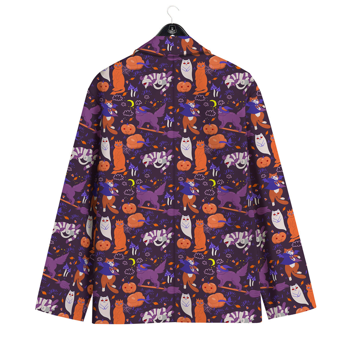 Cute Cats Halloween Print Pattern Men's Sport Coat-grizzshop