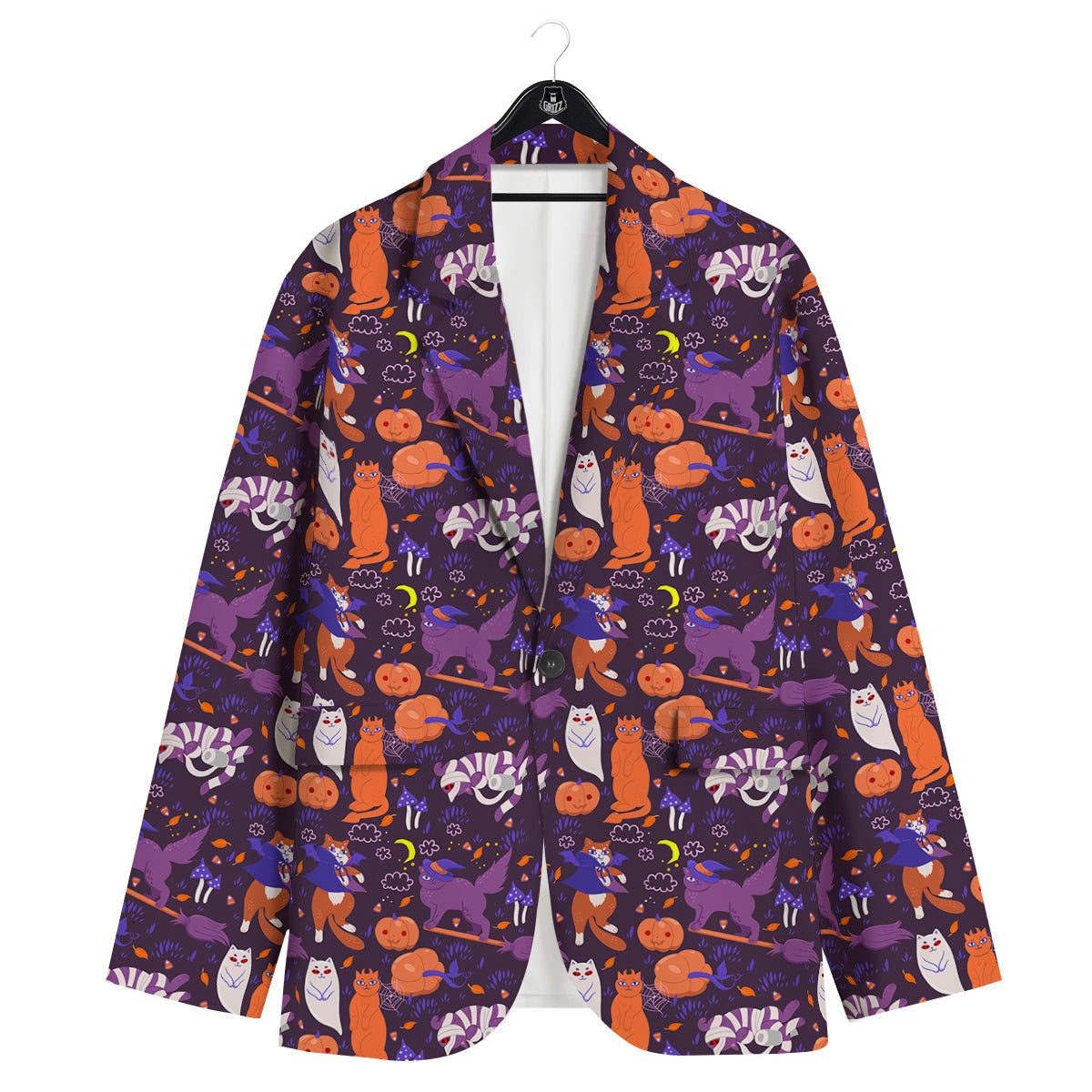 Cute Cats Halloween Print Pattern Men's Sport Coat-grizzshop
