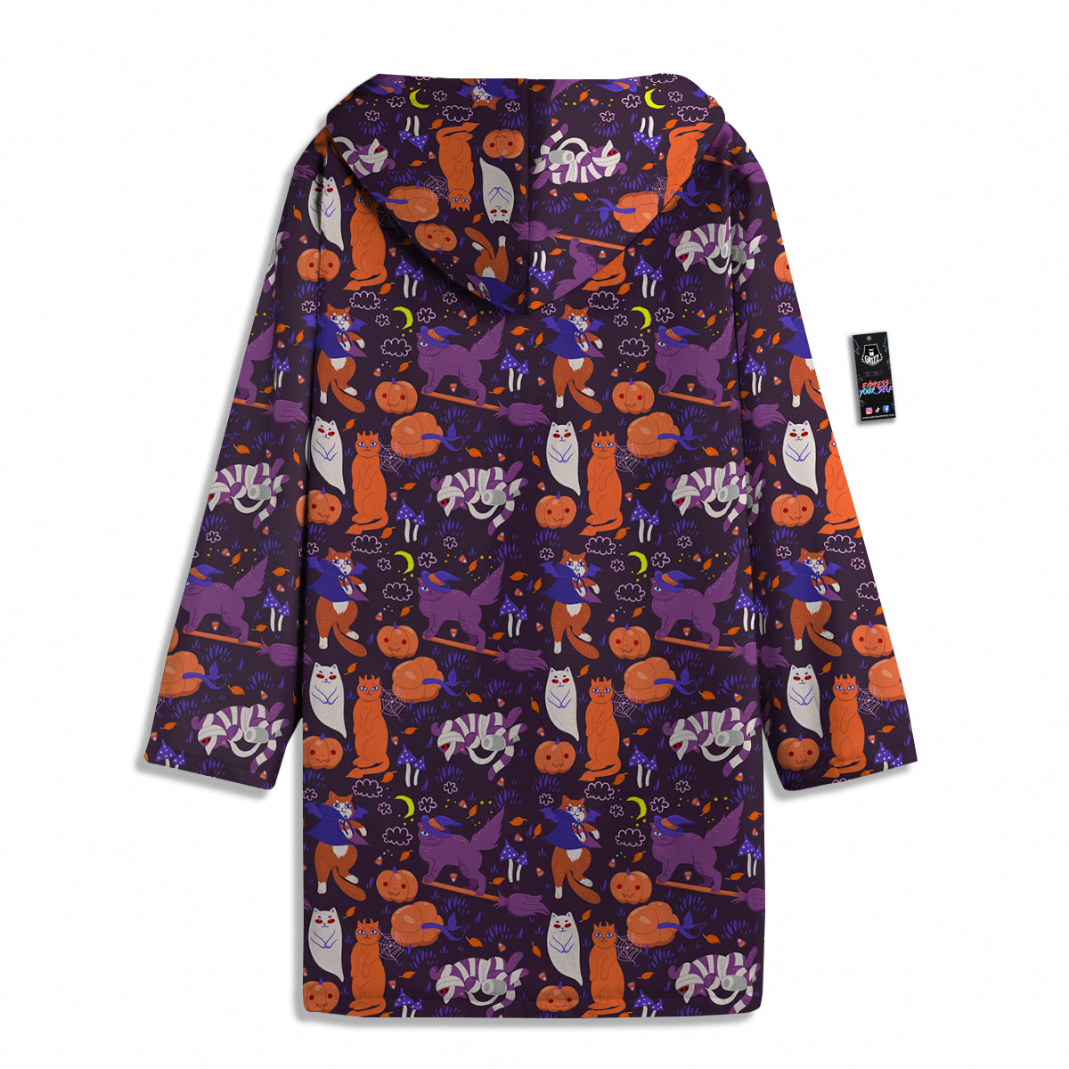 Cute Cats Halloween Print Pattern Men's Windbreaker Jacket-grizzshop