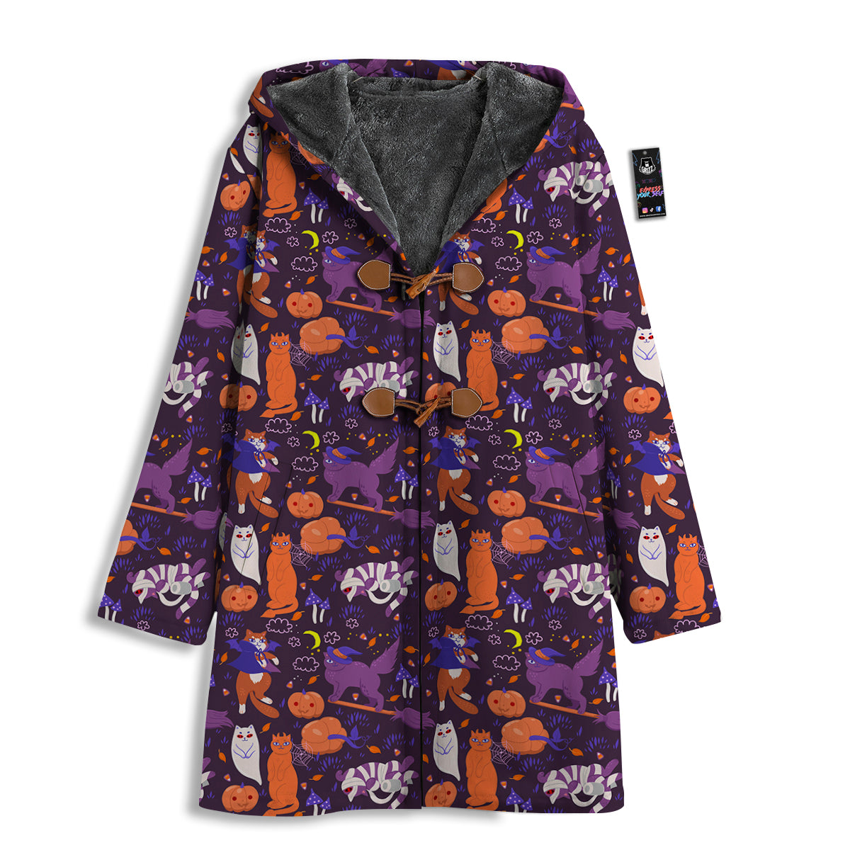 Cute Cats Halloween Print Pattern Men's Windbreaker Jacket-grizzshop