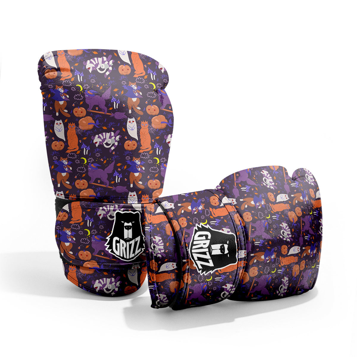 Cute Cats Halloween Print Pattern Pro Boxing Glove