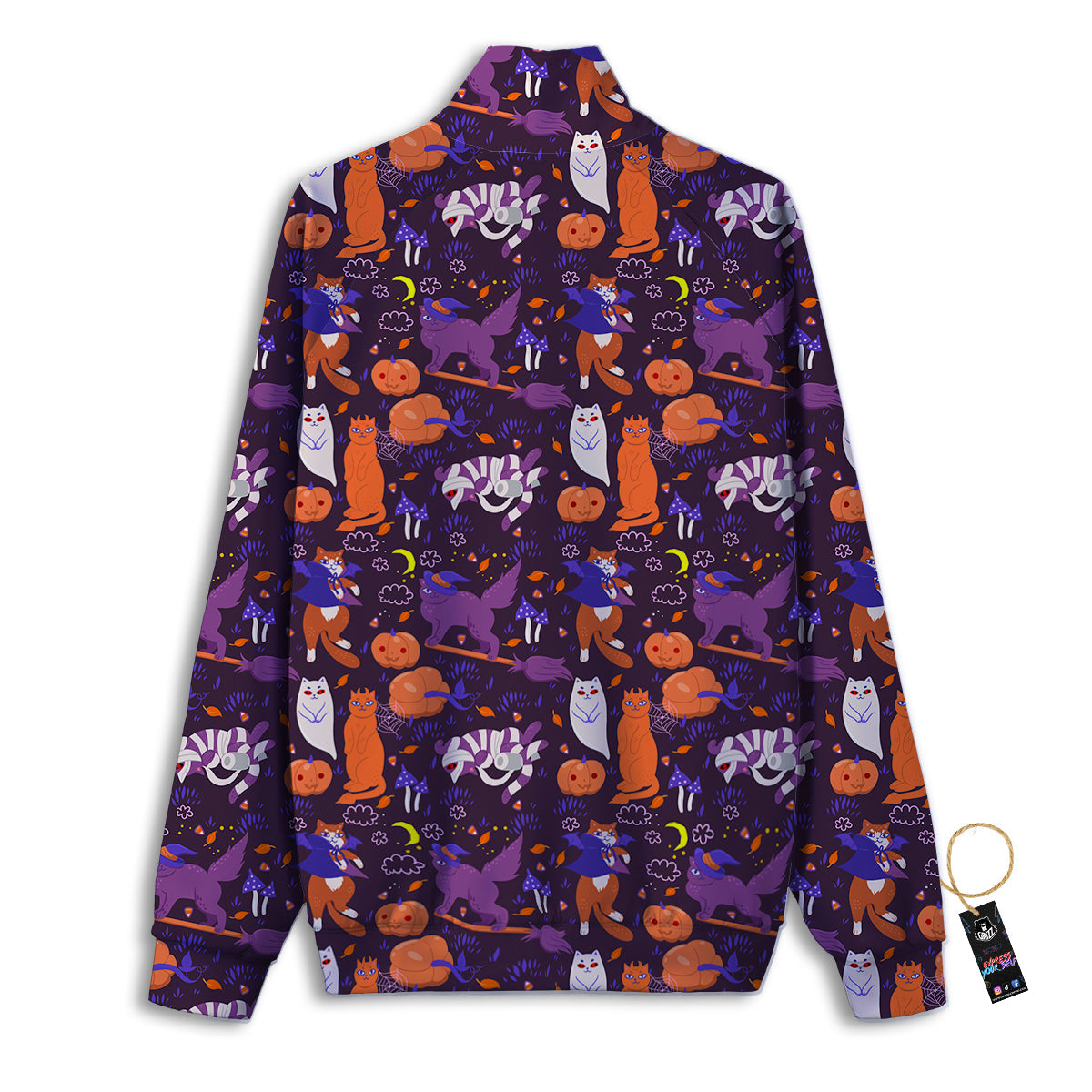 Cute Cats Halloween Print Pattern Track Jacket-grizzshop