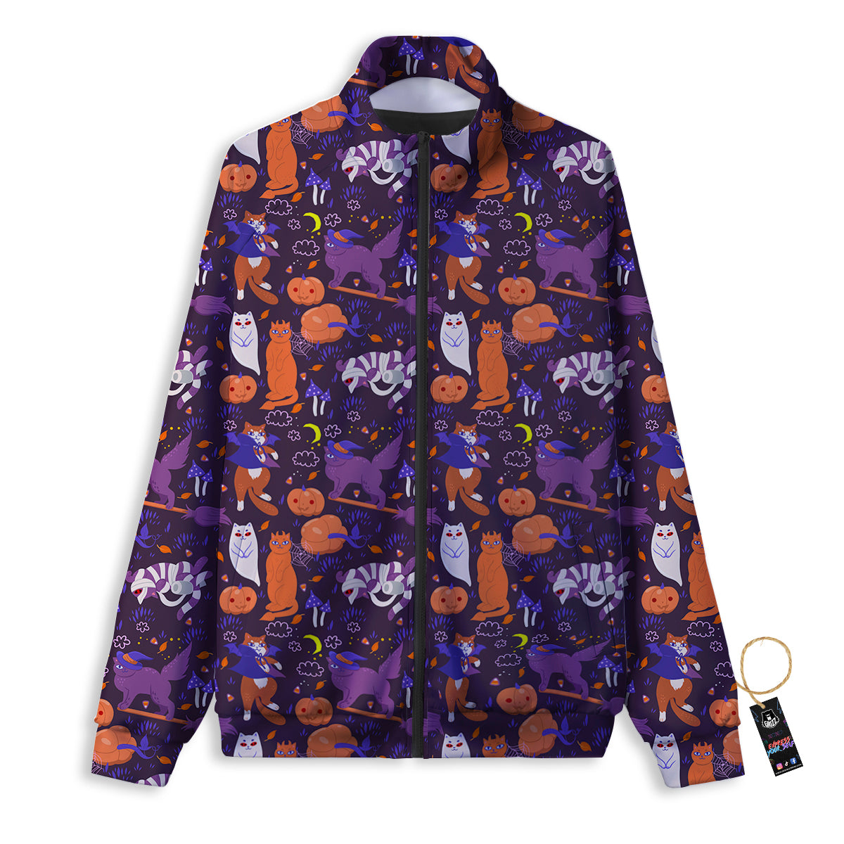 Cute Cats Halloween Print Pattern Track Jacket-grizzshop
