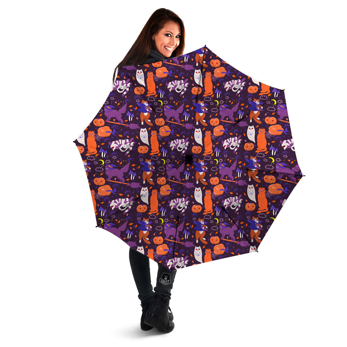Cute Cats Halloween Print Pattern Umbrella-grizzshop