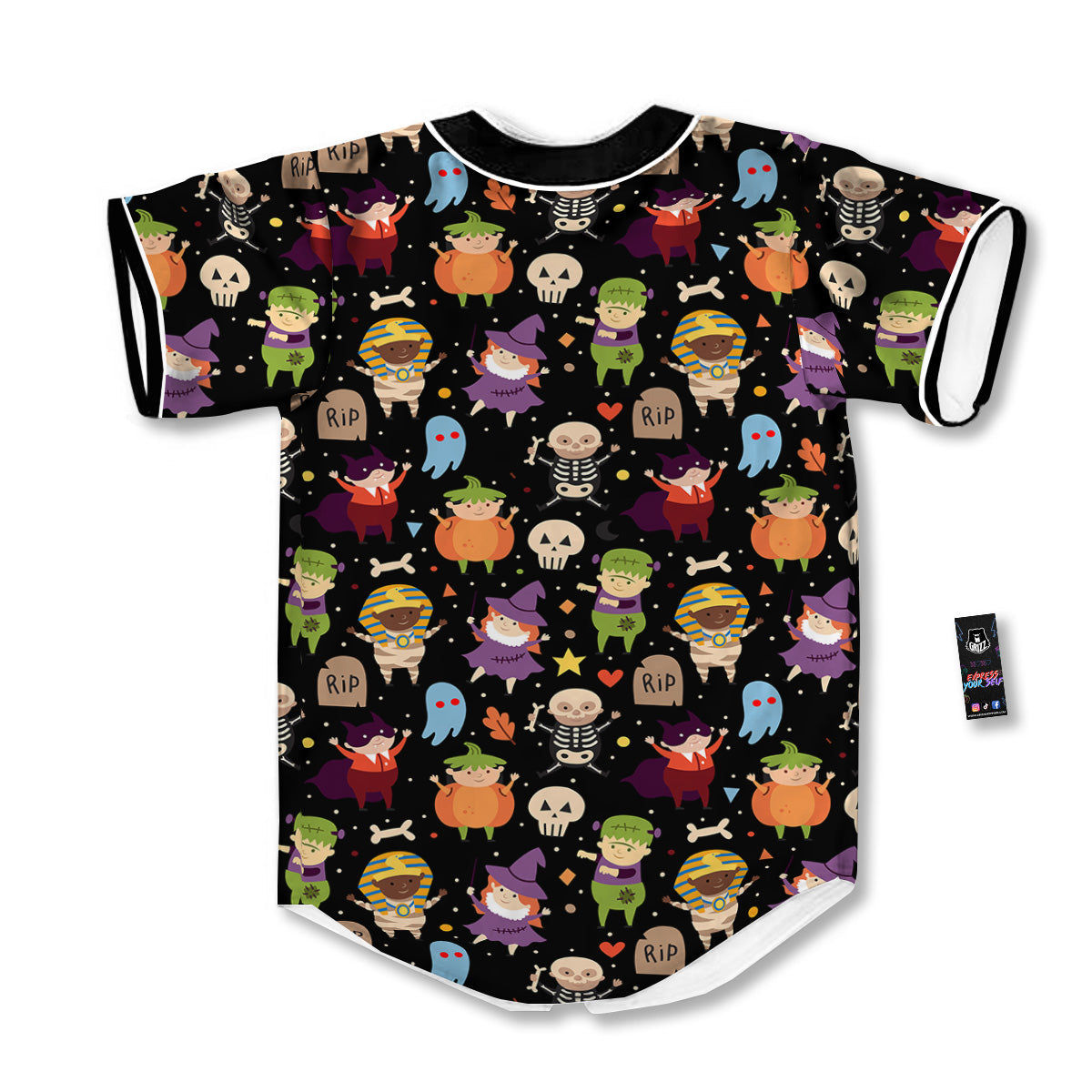Cute Children Halloween Print Pattern Baseball Jersey-grizzshop