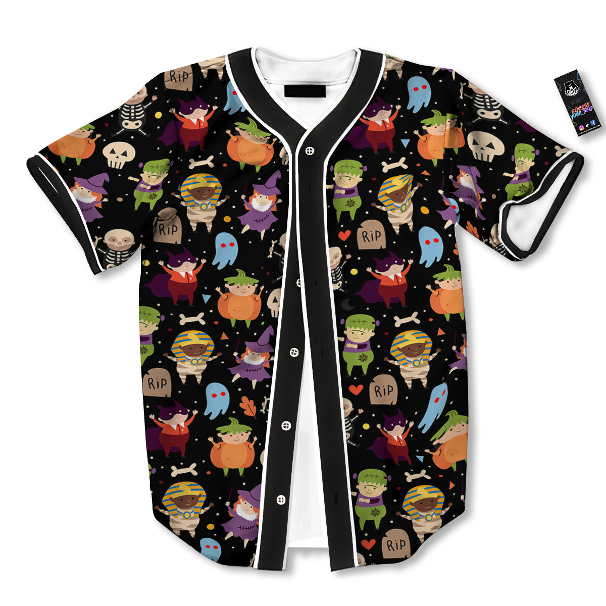 Cute Children Halloween Print Pattern Baseball Jersey-grizzshop