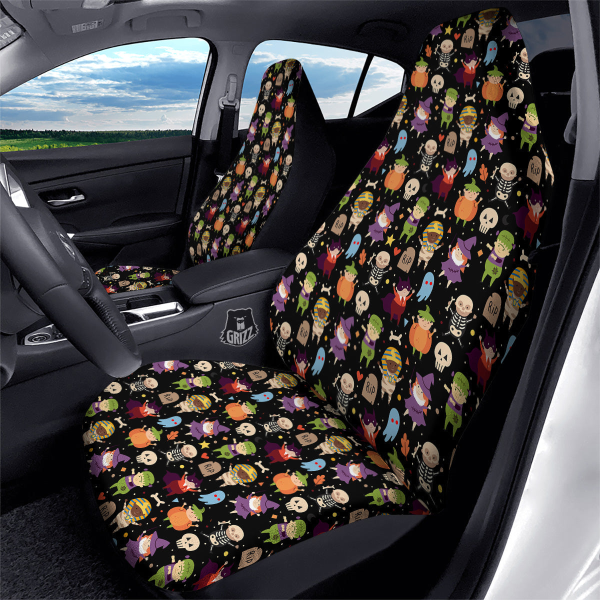 Cute Children Halloween Print Pattern Car Seat Covers-grizzshop