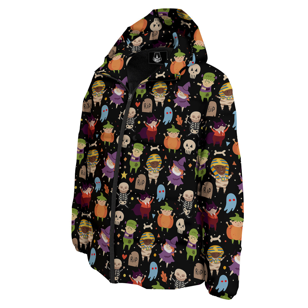 Cute Children Halloween Print Pattern Down Jacket-grizzshop