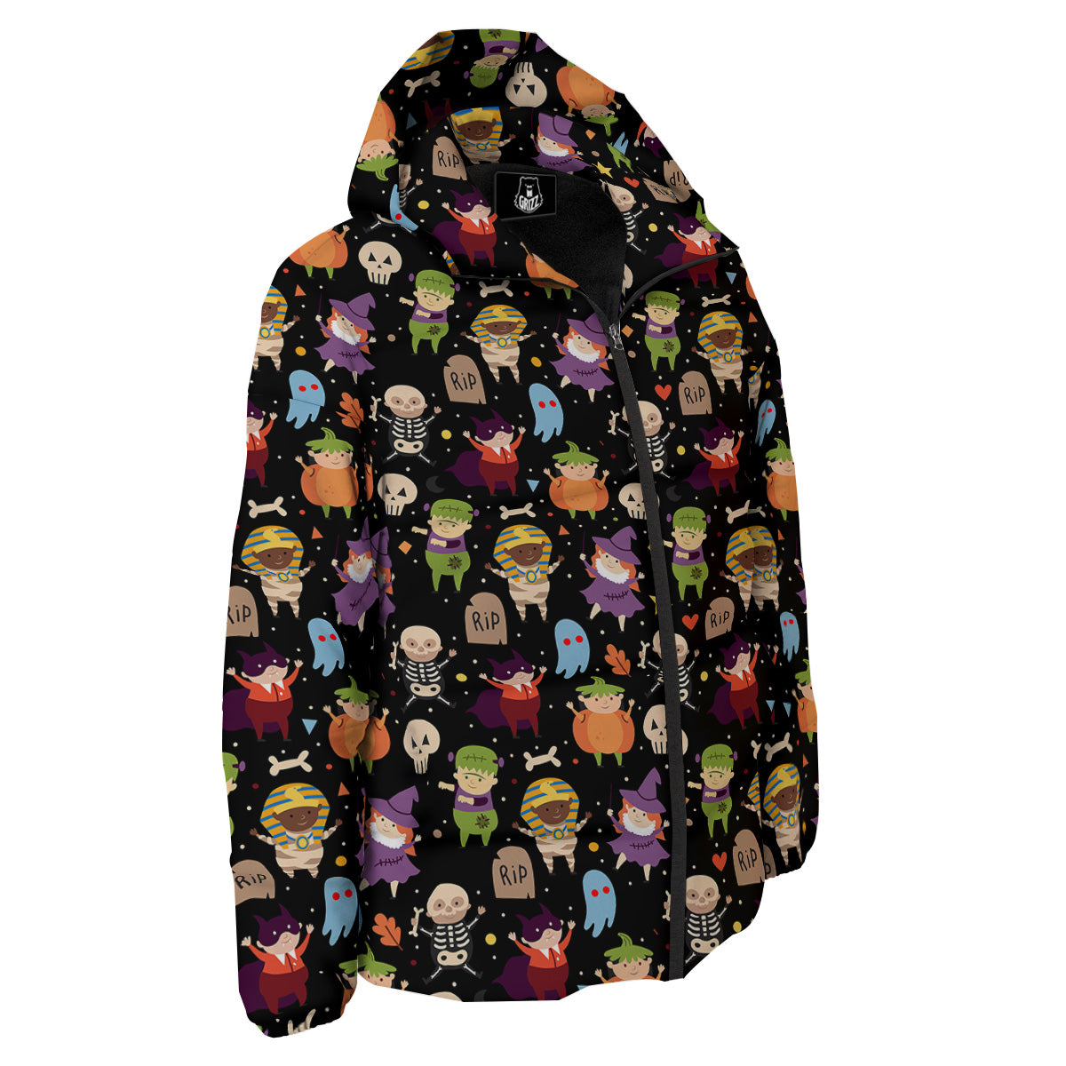 Cute Children Halloween Print Pattern Down Jacket-grizzshop