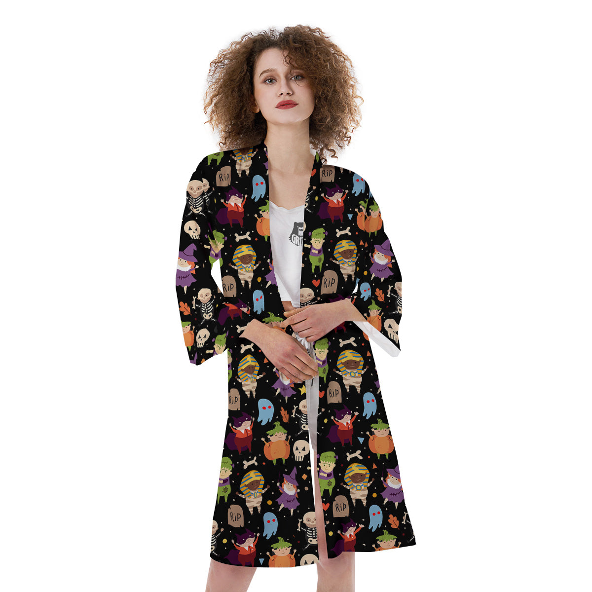 Cute Children Halloween Print Pattern Kimono-grizzshop