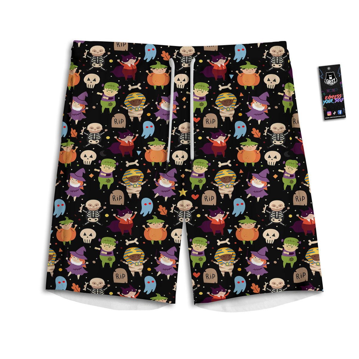 Cute Children Halloween Print Pattern Men's Athletic Shorts