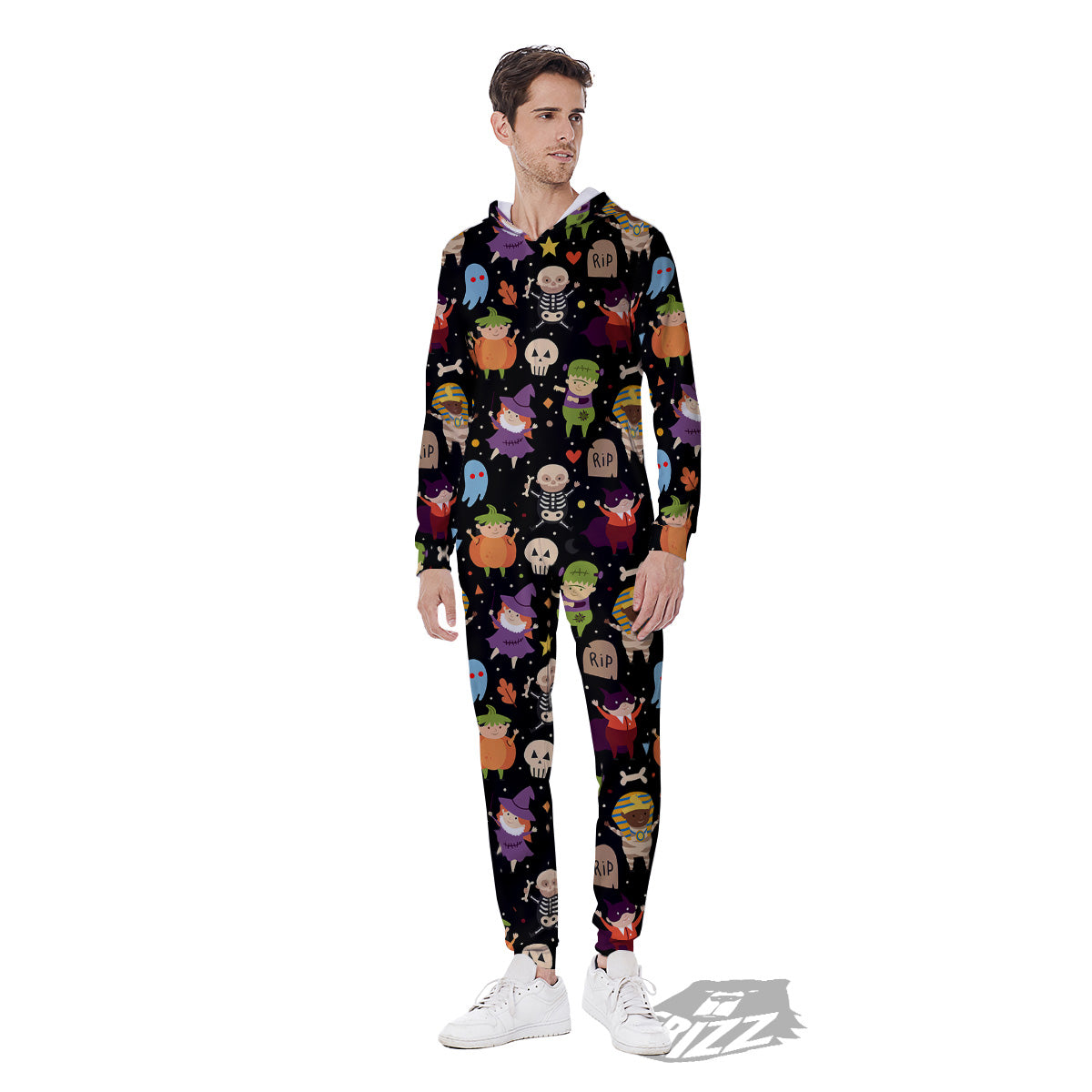 Cute Children Halloween Print Pattern Men's Jumpsuit-grizzshop