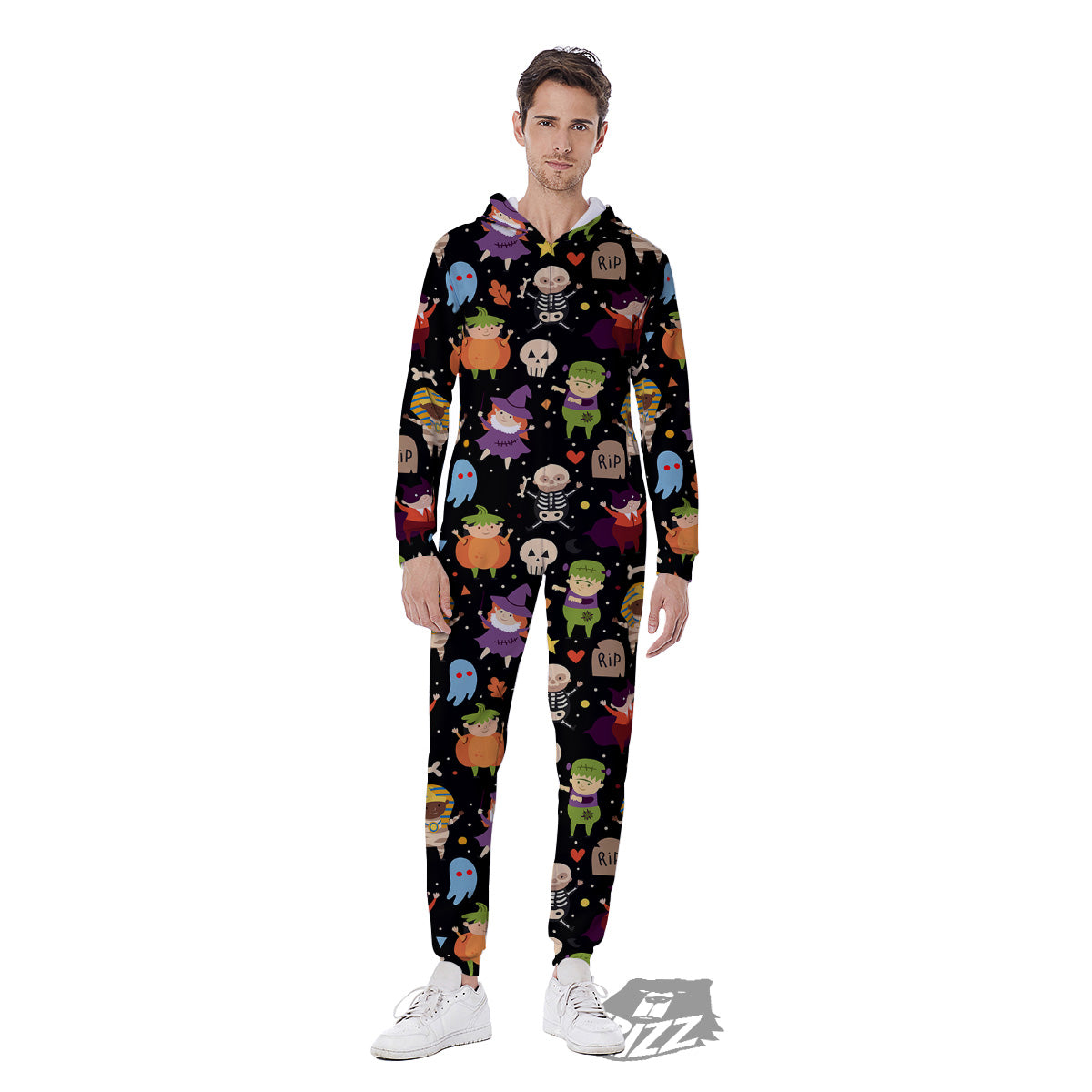 Cute Children Halloween Print Pattern Men's Jumpsuit-grizzshop