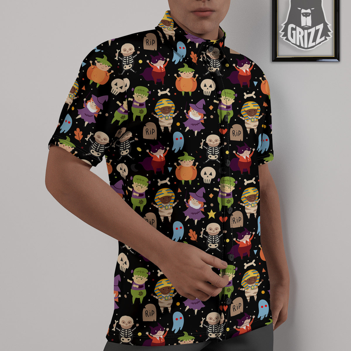 Cute Children Halloween Print Pattern Untucked Shirts-grizzshop