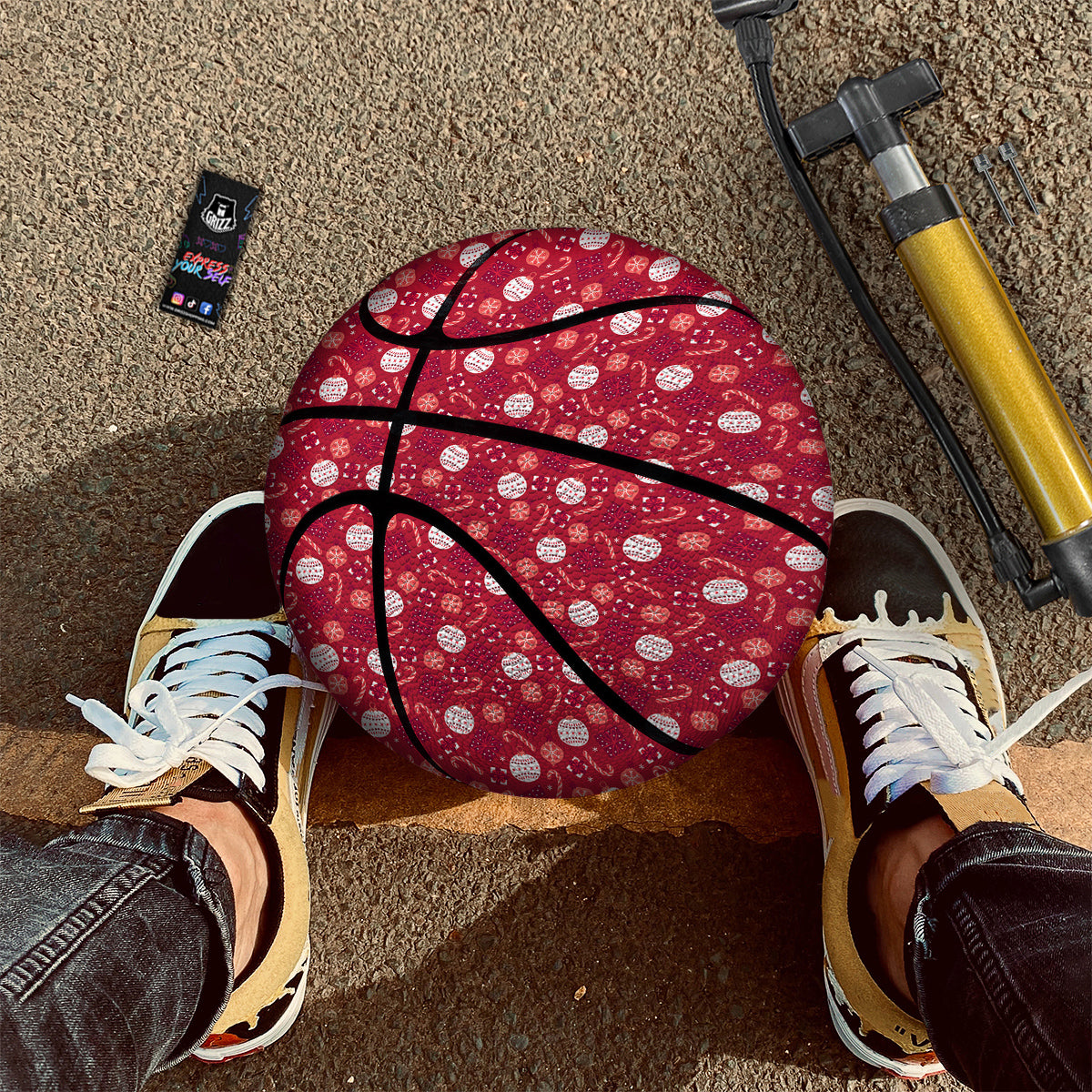 Cute Christmas Elements Print Pattern Basketball-grizzshop