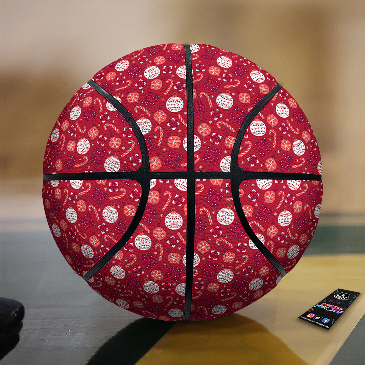 Cute Christmas Elements Print Pattern Basketball-grizzshop